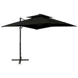 Parasol de jardin en porte-à-faux à double toit 250x250 cm noir