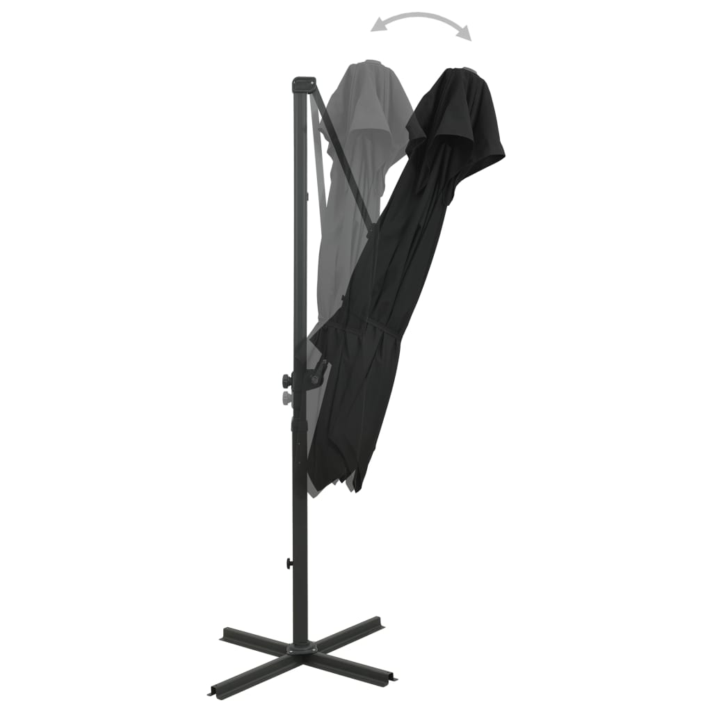 Parasol de jardin en porte-à-faux à double toit 250x250 cm noir