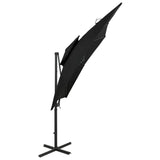 Parasol de jardin en porte-à-faux à double toit 250x250 cm noir