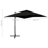 Parasol de jardin en porte-à-faux à double toit 250x250 cm noir