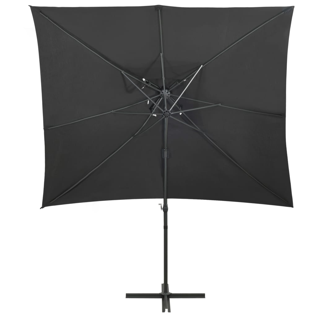 Parasol de jardin en porte-à-faux à double toit anthracite