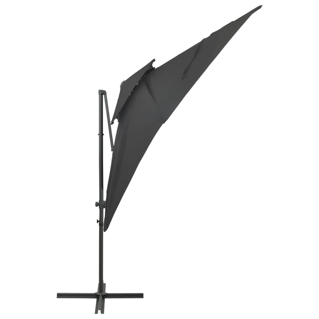 Parasol de jardin en porte-à-faux à double toit anthracite