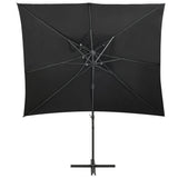 Parasol de jardin en porte-à-faux à double toit noir 250x250 cm