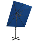 Parasol de jardin en porte-à-faux à double toit bleu azuré