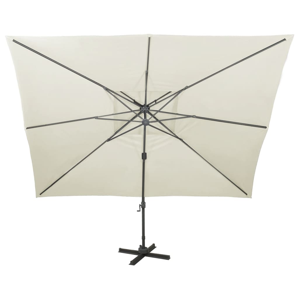 Parasol de jardin en porte-à-faux avec double toit sable