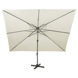 Parasol de jardin en porte-à-faux avec double toit sable