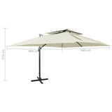 Parasol de jardin en porte-à-faux avec double toit sable