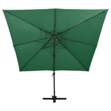 Parasol de jardin en porte-à-faux avec double toit vert