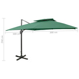 Parasol de jardin en porte-à-faux avec double toit vert