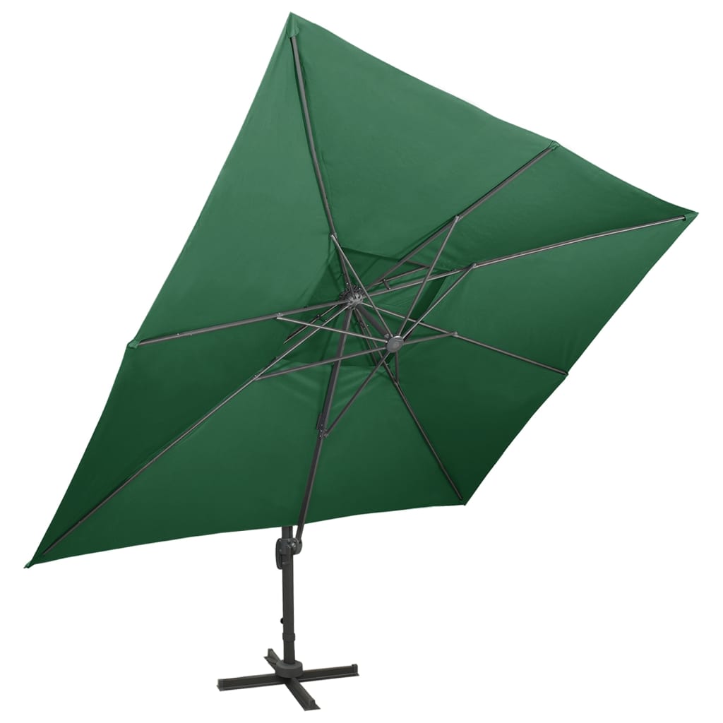 Parasol de jardin en porte-à-faux avec double toit vert