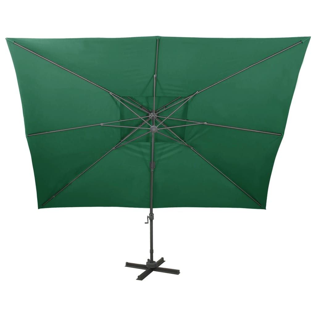 Parasol de jardin en porte-à-faux avec double toit vert