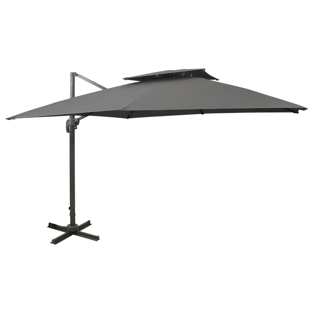 Parasol de jardin en porte-à-faux avec double toit anthracite