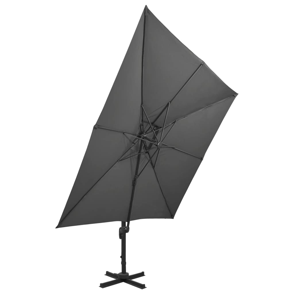 Parasol de jardin en porte-à-faux avec double toit anthracite