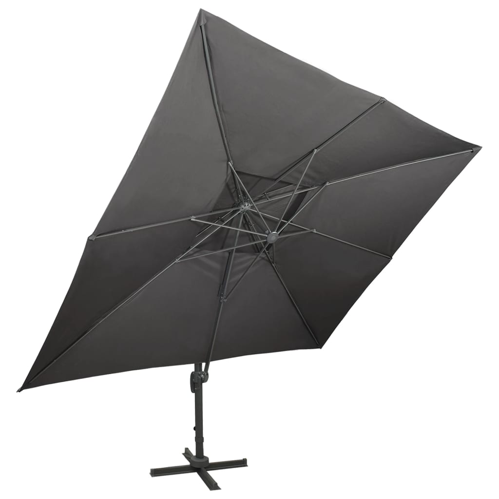 Parasol de jardin en porte-à-faux avec double toit anthracite