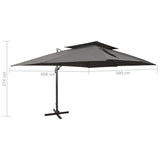 Parasol de jardin en porte-à-faux avec double toit anthracite