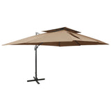 Parasol de jardin en porte-à-faux avec double toit taupe