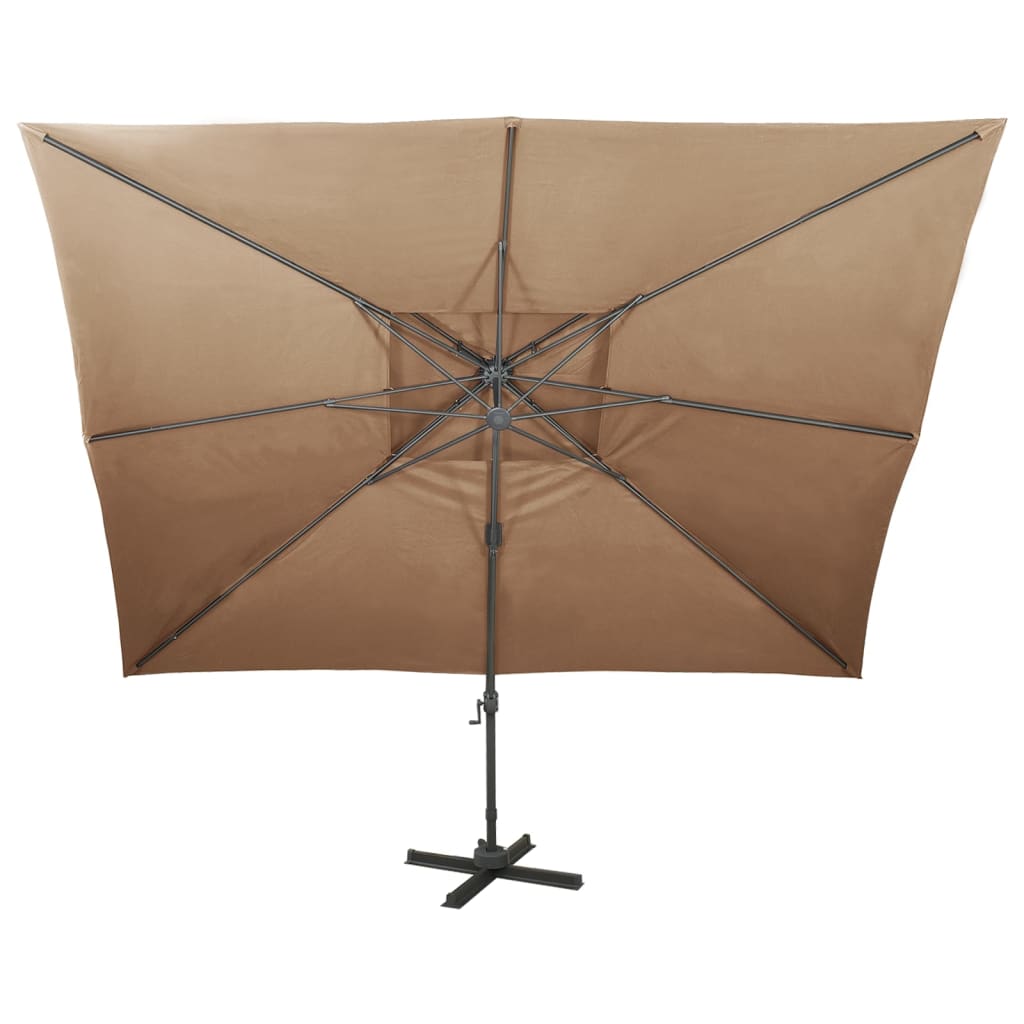 Parasol de jardin en porte-à-faux avec double toit taupe