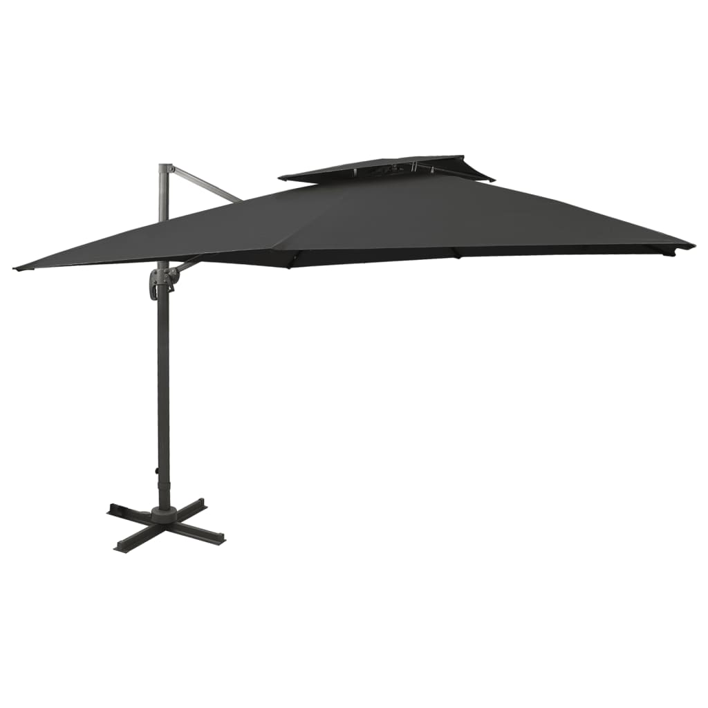 Parasol de jardin en porte-à-faux avec double toit noir