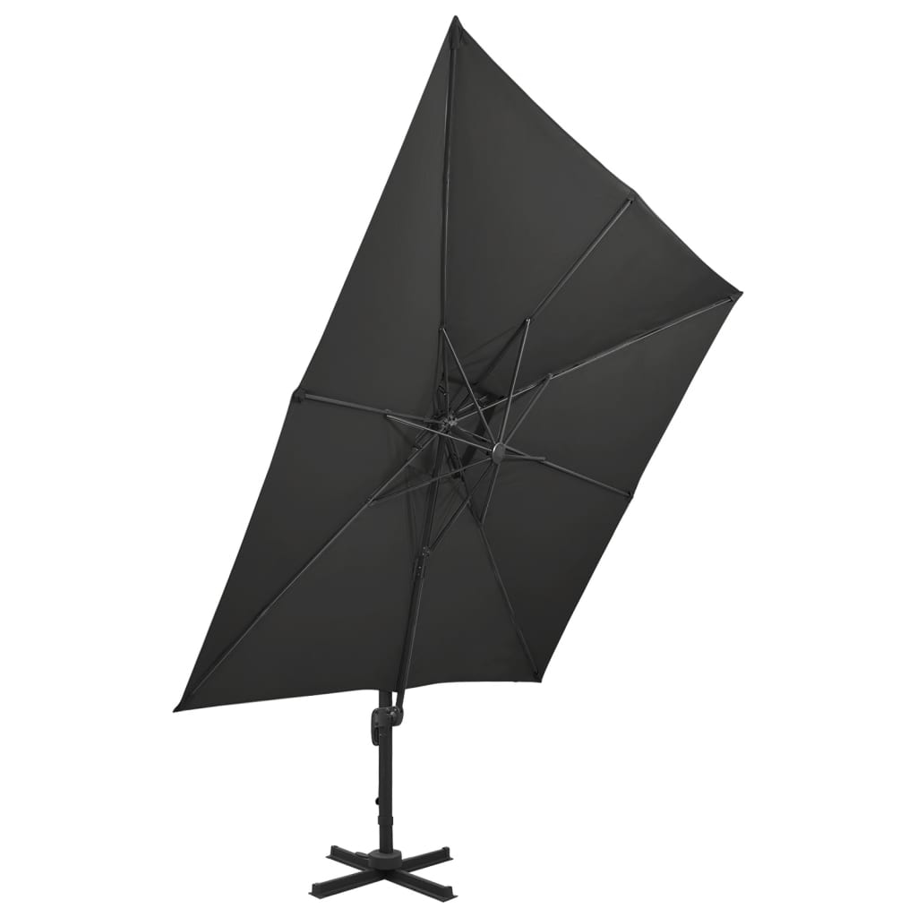 Parasol de jardin en porte-à-faux avec double toit noir