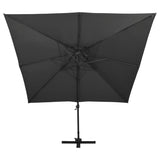 Parasol de jardin en porte-à-faux avec double toit noir