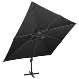 Parasol de jardin en porte-à-faux avec double toit noir