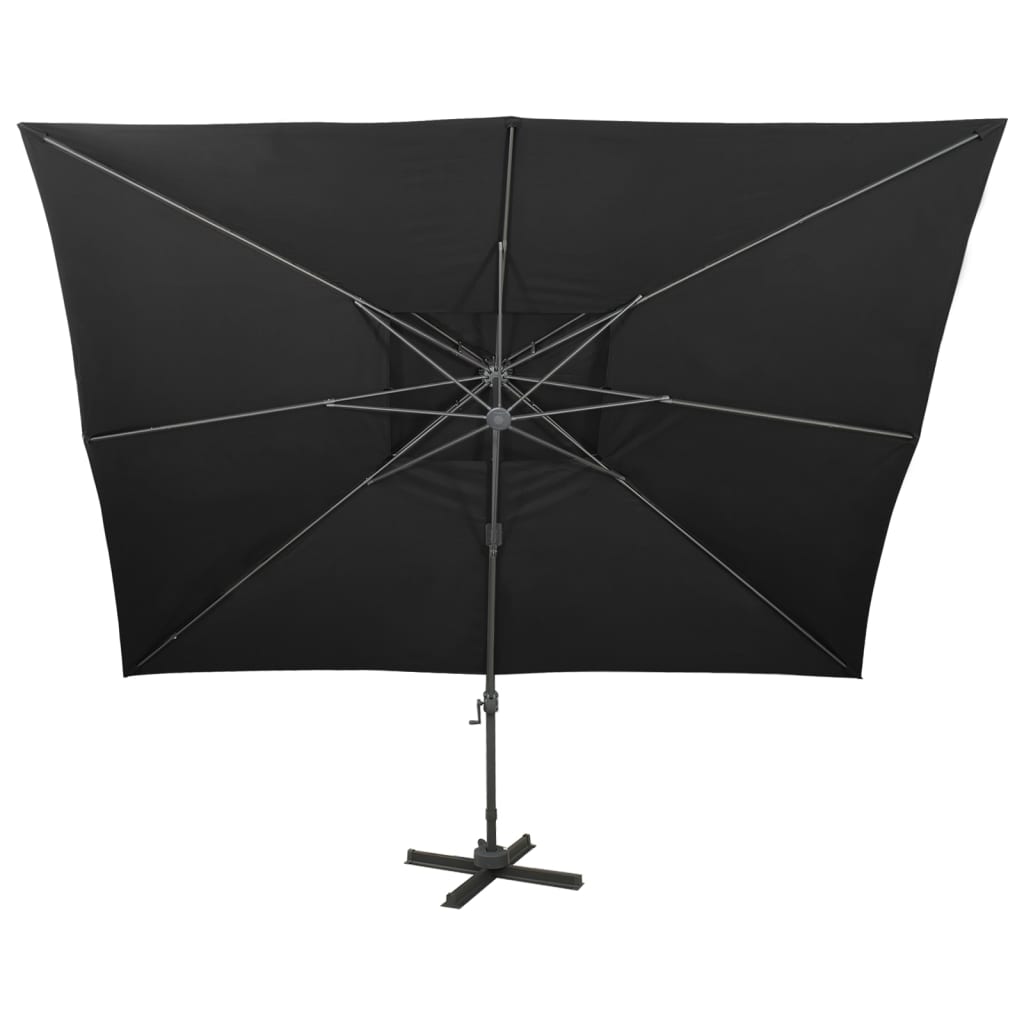 Parasol de jardin en porte-à-faux avec double toit noir