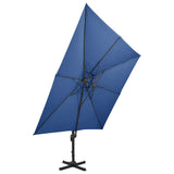 Parasol de jardin en porte-à-faux avec double toit bleu azur