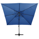 Parasol de jardin en porte-à-faux avec double toit bleu azur