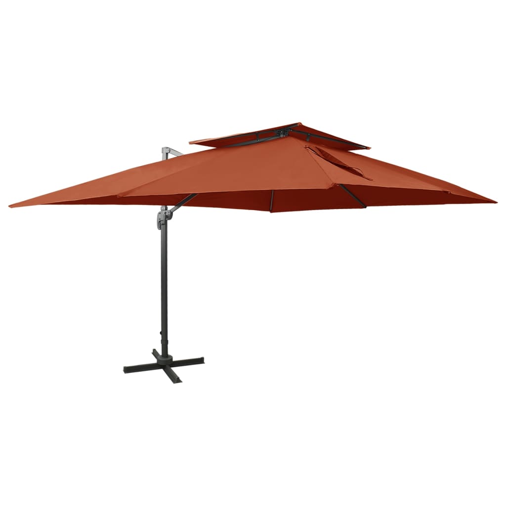 Parasol de jardin en porte-à-faux avec double toit terre cuite