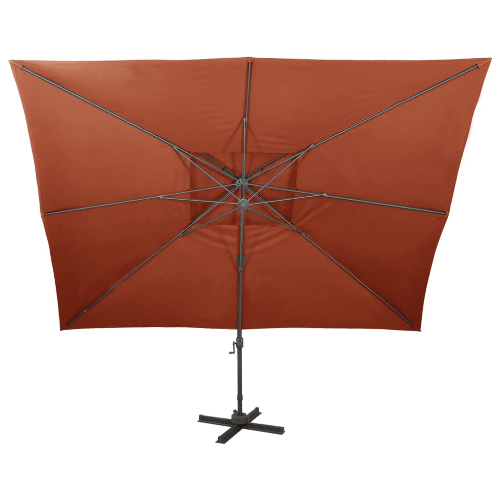 Parasol de jardin en porte-à-faux avec double toit terre cuite