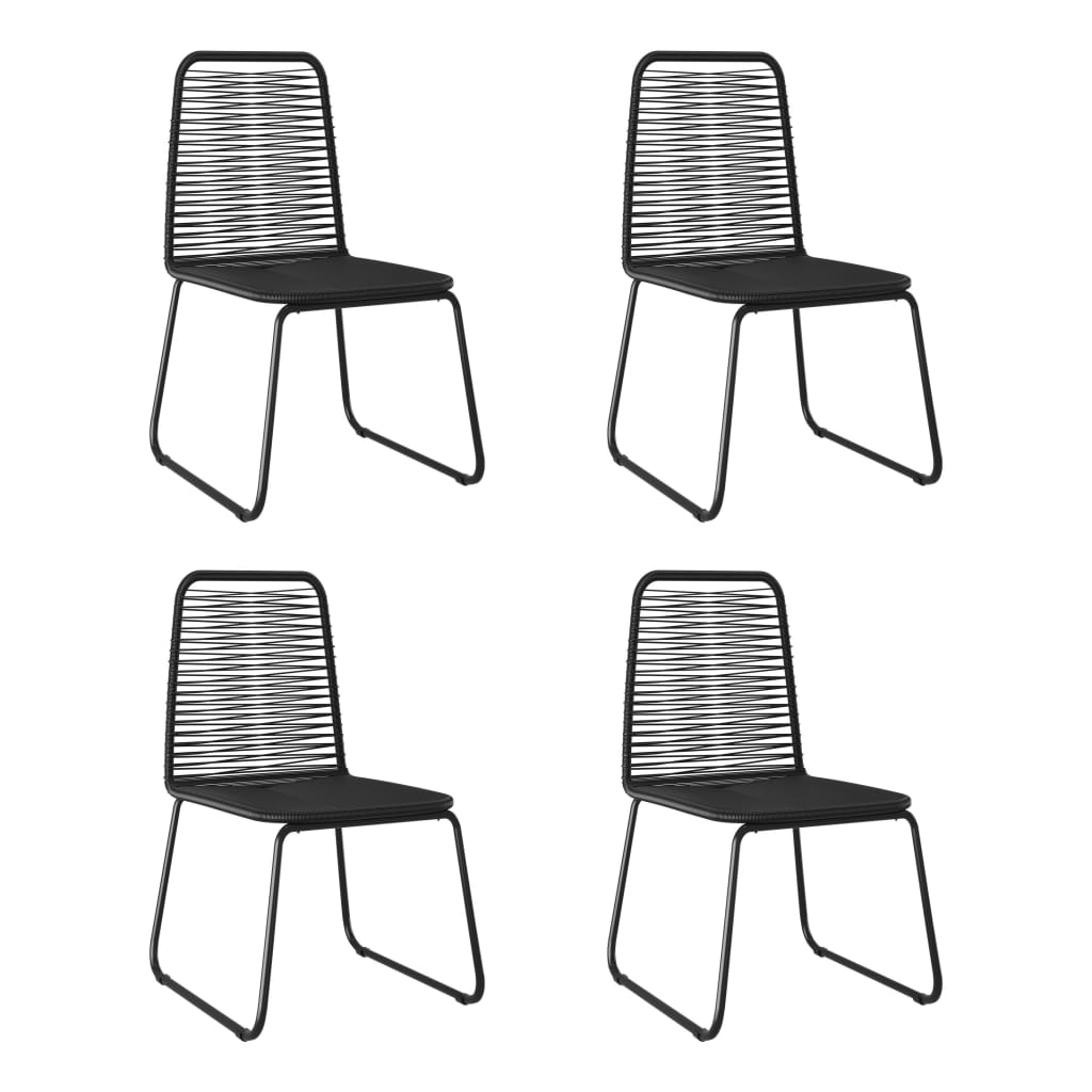 Chaises d'extérieur lot de 4 Résine tressée Noir