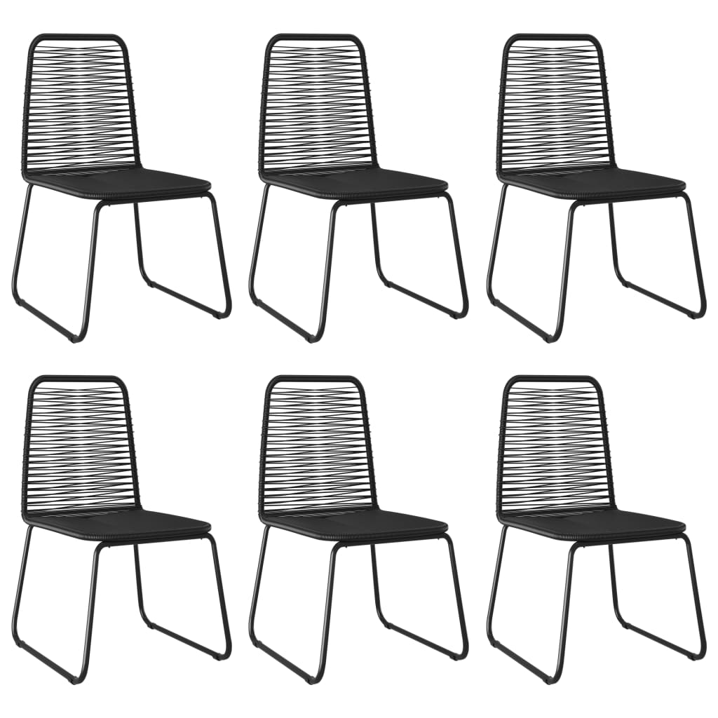 Chaises d'extérieur lot de 6 Résine tressée Noir