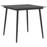 Table à dîner de jardin Noir 80x80x74 cm Acier et verre