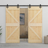 Porte coulissante avec kit de quincaillerie 80x210cm Pin massif