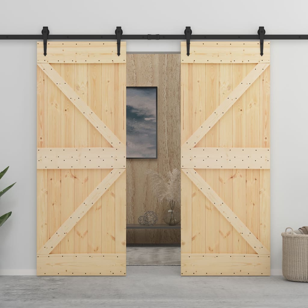 Sliding door with hardware kit 90x210cm Solid pine