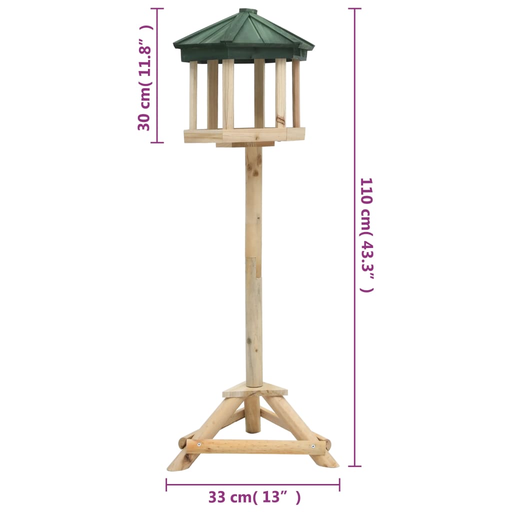 Stehendes Vogelhäuschen aus Tannenholz 33x110 cm