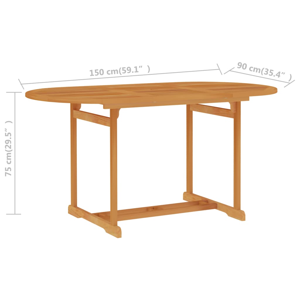 Table de jardin 150x90x75 cm Bois de teck massif