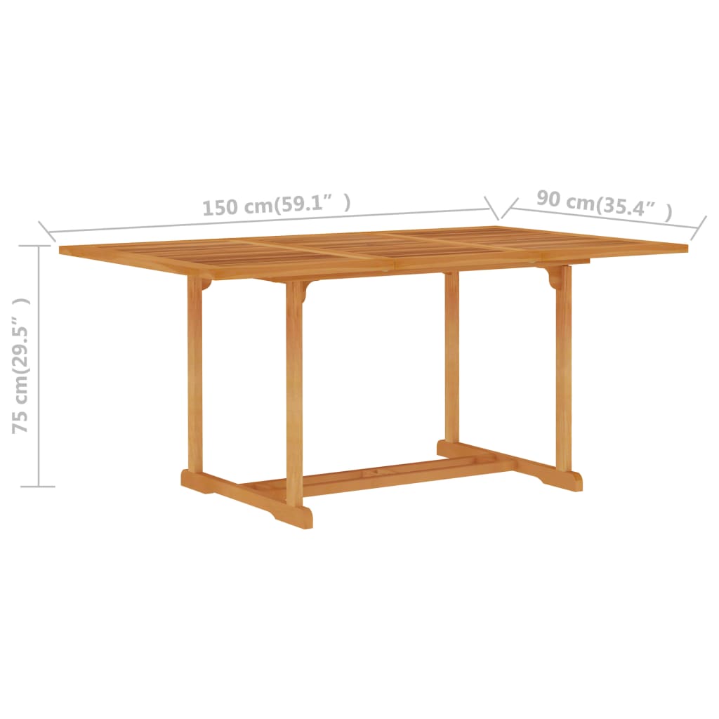 Table de jardin 150x90x75 cm Bois de teck massif