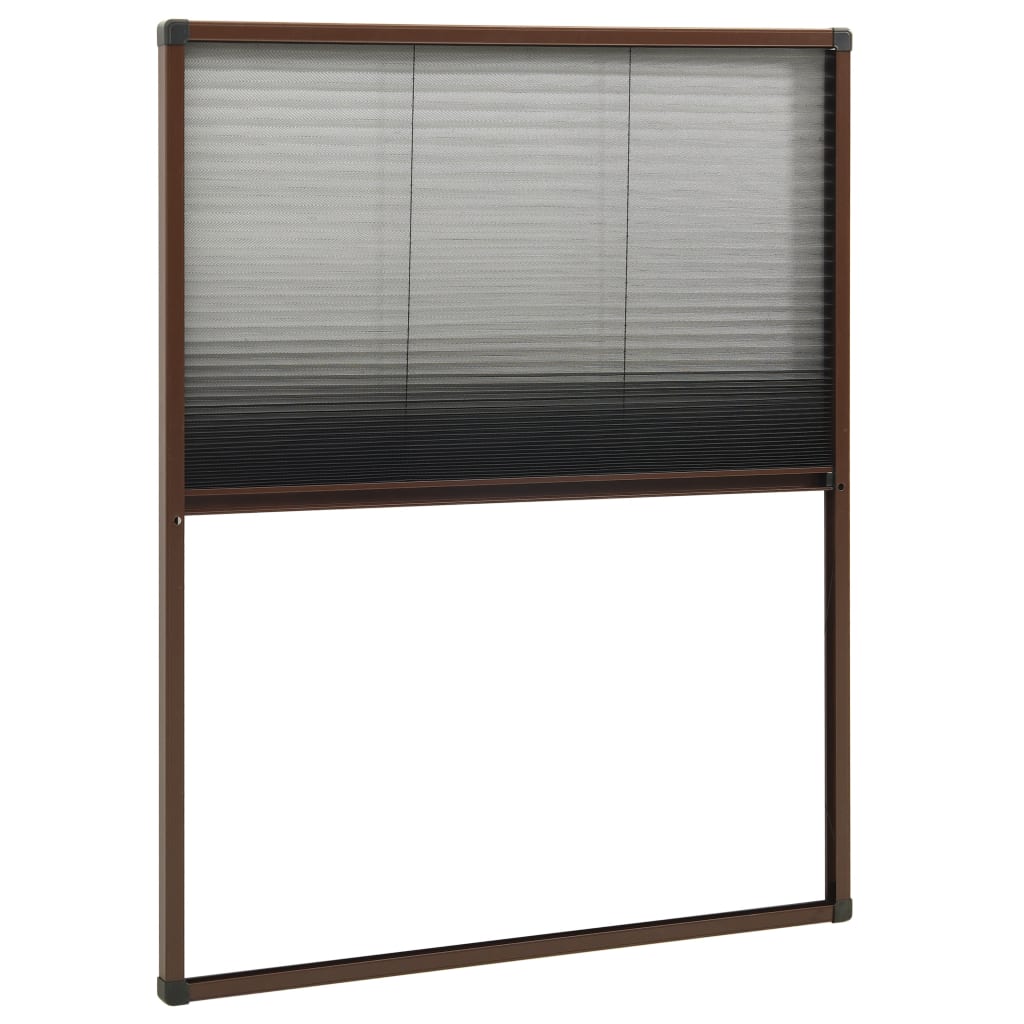 Moustiquaire plissée pour fenêtre Aluminium Marron 60x80 cm