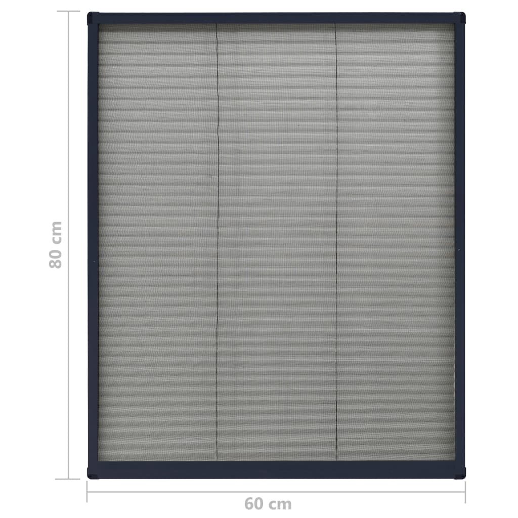 Moustiquaire plissée pour fenêtre Aluminium Anthracite 60x80 cm