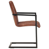 Chaises à manger cantilever lot de 4 marron cuir véritable