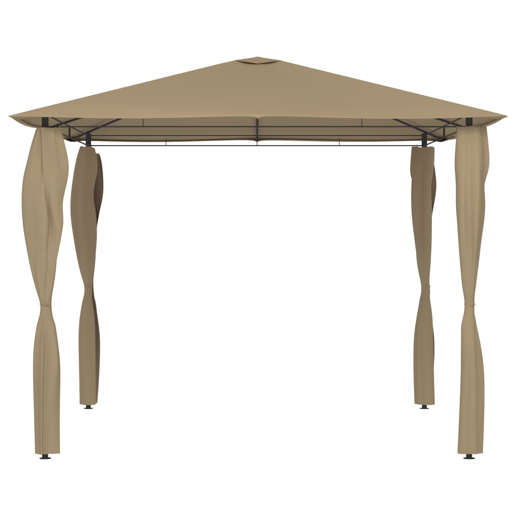 Belvédère avec revêtement de poteaux 3x3x2,6 m Taupe 160 g/m²