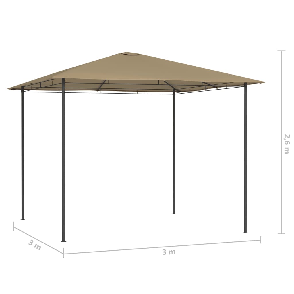 Belvédère 3x3x2,6 m Taupe 160 g/m²