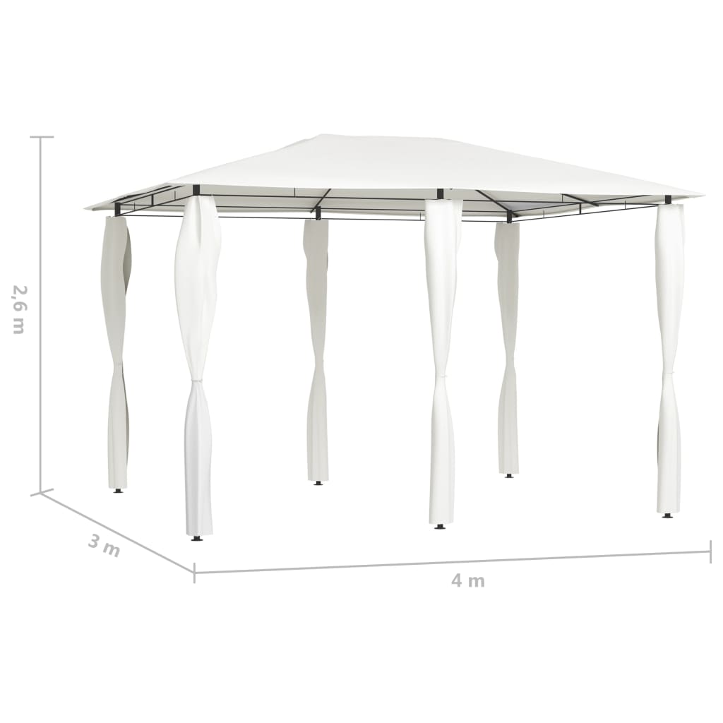 Belvédère avec revêtement de poteaux 3x4x2,6 m Crème 160 g/m²