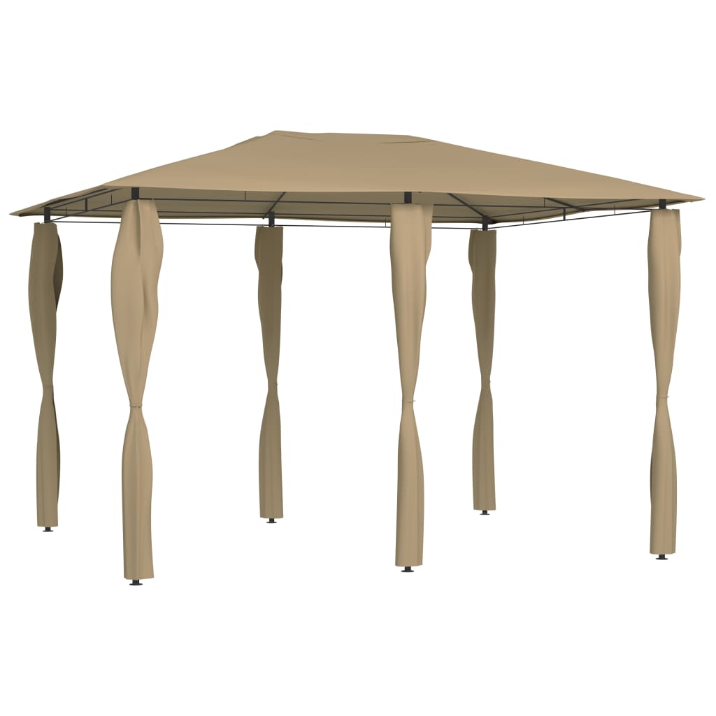 Belvédère avec revêtement de poteaux 3x4x2,6 m Taupe 160 g/m²