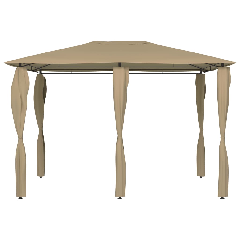 Belvédère avec revêtement de poteaux 3x4x2,6 m Taupe 160 g/m²