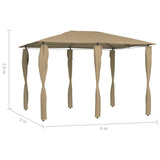 Belvédère avec revêtement de poteaux 3x4x2,6 m Taupe 160 g/m²