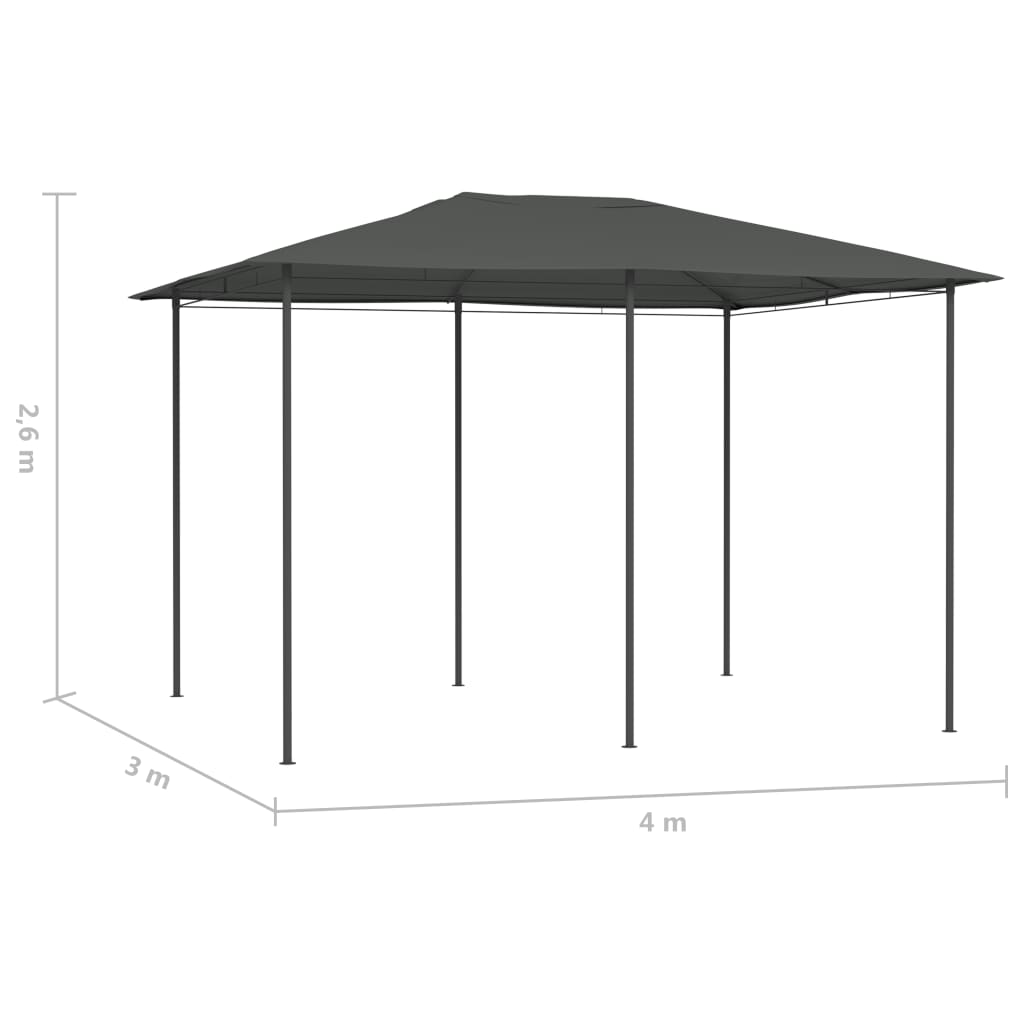 Belvédère 3x4x2,6 m Anthracite 160 g/m²