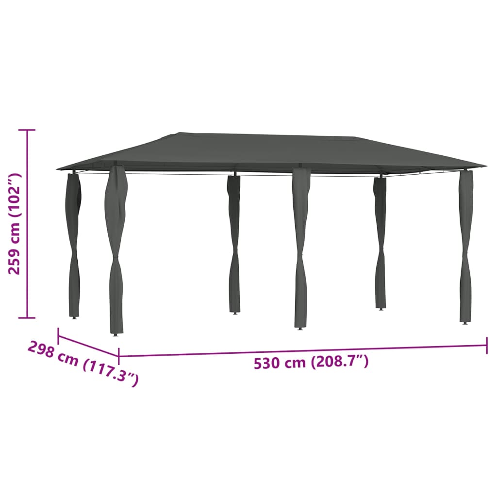 Belvédère avec revêtement de poteaux 2,98x5,3x2,59 m 160 g/m²