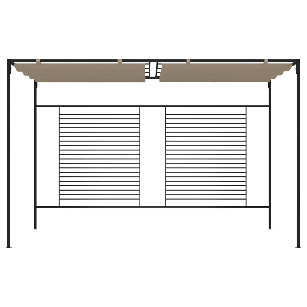 Pavillon mit einziehbarer Markise 3x4x2,3 m Taupe 180 g/m²